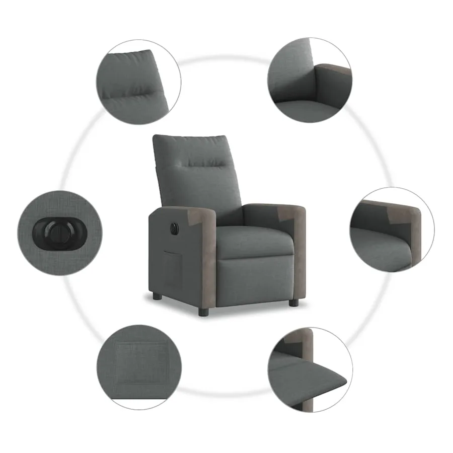 Fauteuil inclinable électrique Gris foncé Tissu - 13