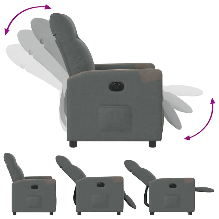Fauteuil inclinable électrique Gris foncé Tissu - 8