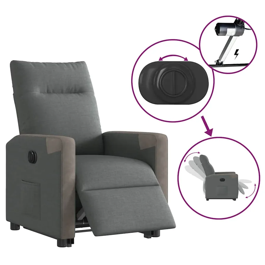 Fauteuil inclinable électrique Gris foncé Tissu - 9