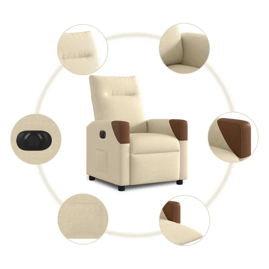 Fauteuil inclinable électrique Crème Tissu - 10