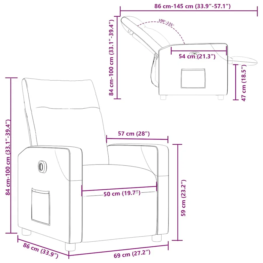 Fauteuil inclinable électrique Crème Tissu - 16
