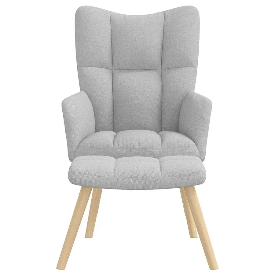 Chaise de relaxation avec repose-pieds gris nuage tissu - 3