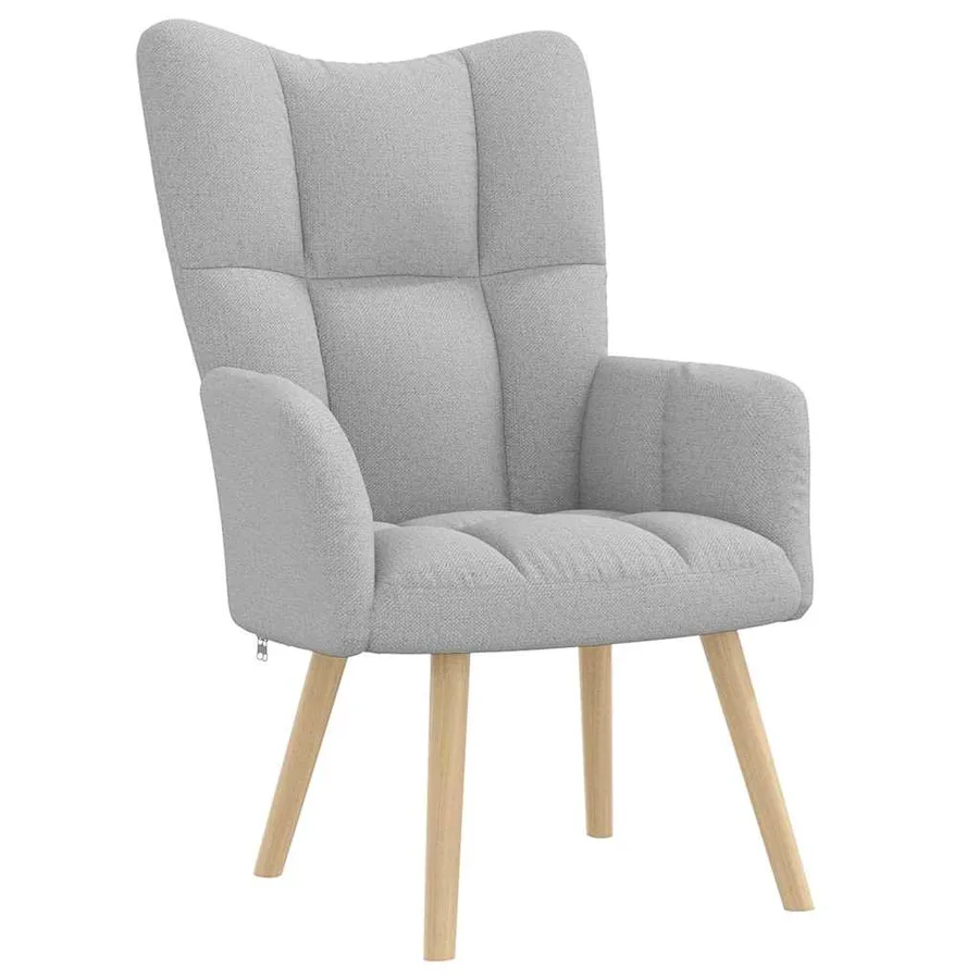 Chaise de relaxation avec repose-pieds gris nuage tissu - 4