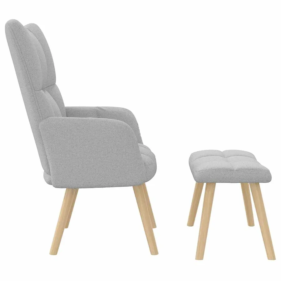 Chaise de relaxation avec repose-pieds gris nuage tissu - 6