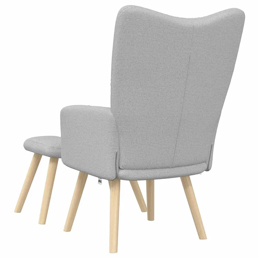 Chaise de relaxation avec repose-pieds gris nuage tissu - 7