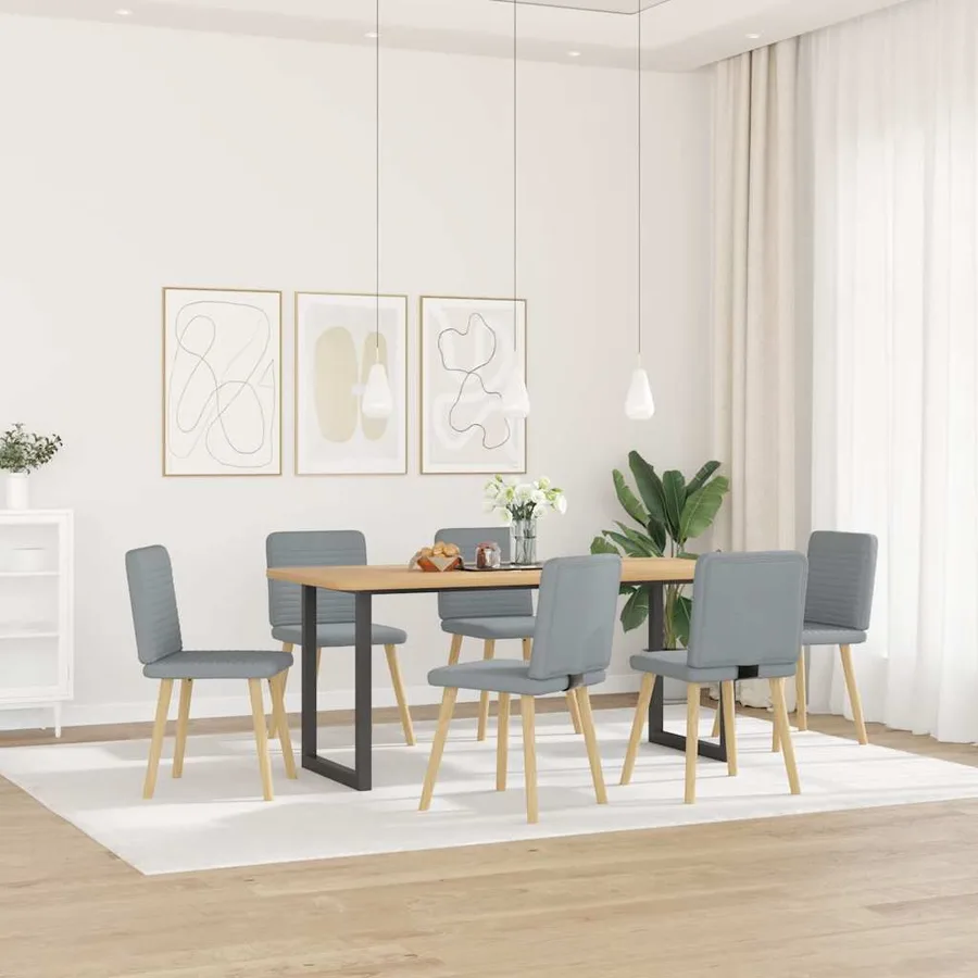 Chaises à manger lot de 6 gris clair tissu - 2