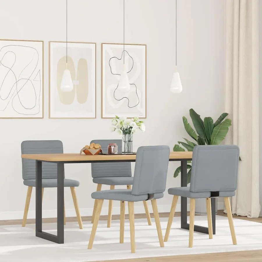 Chaises à manger lot de 4 gris clair tissu - 2