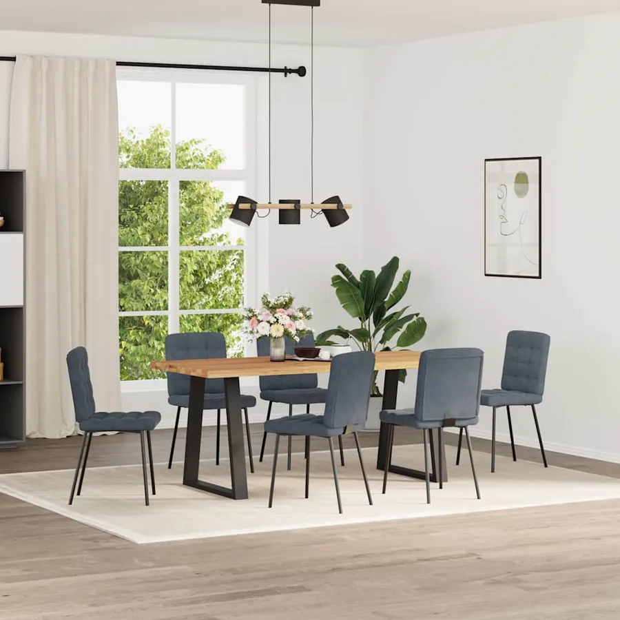 Chaises à manger lot de 6 gris foncé velours - 2