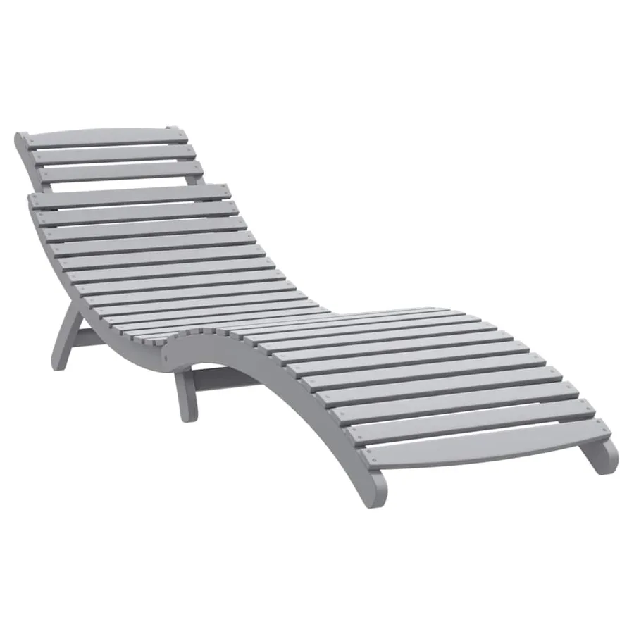 Chaise longue gris 184x55x64 cm bois massif d'acacia - 2
