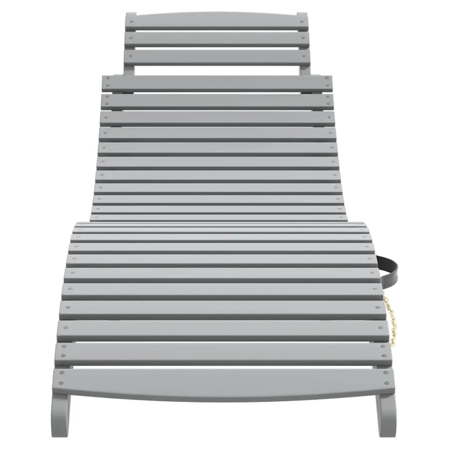 Chaise longue gris 184x55x64 cm bois massif d'acacia - 3