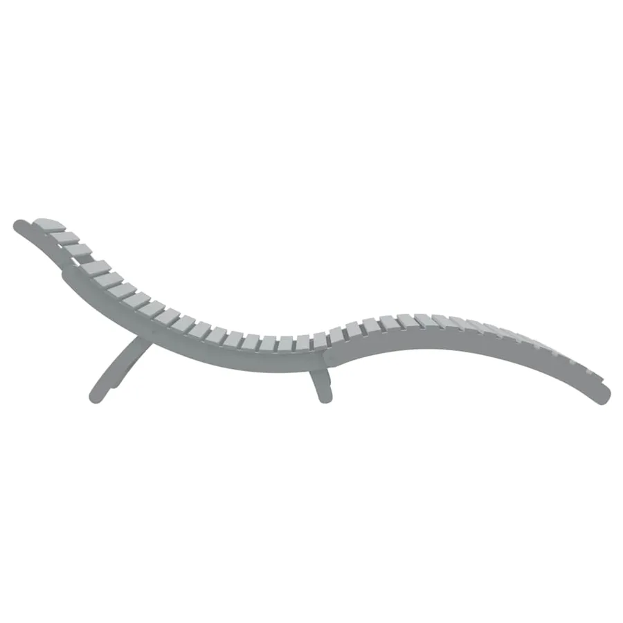 Chaise longue gris 184x55x64 cm bois massif d'acacia - 4