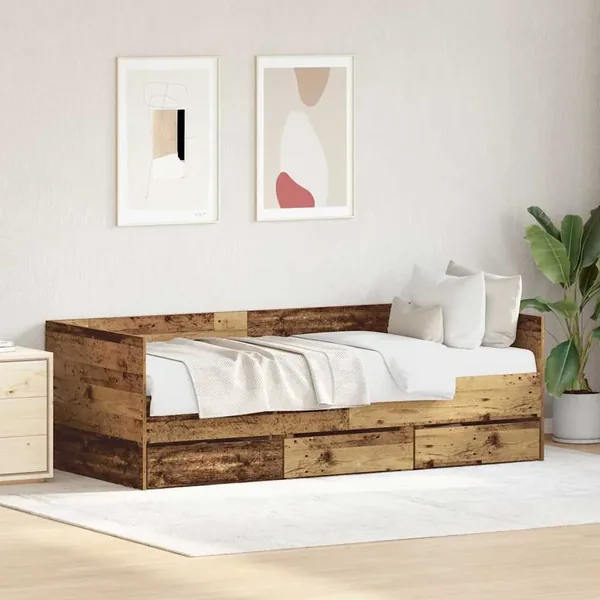 Lit d'appoint Bois Ancien 90 x 190 cm Bois d'ingénierie