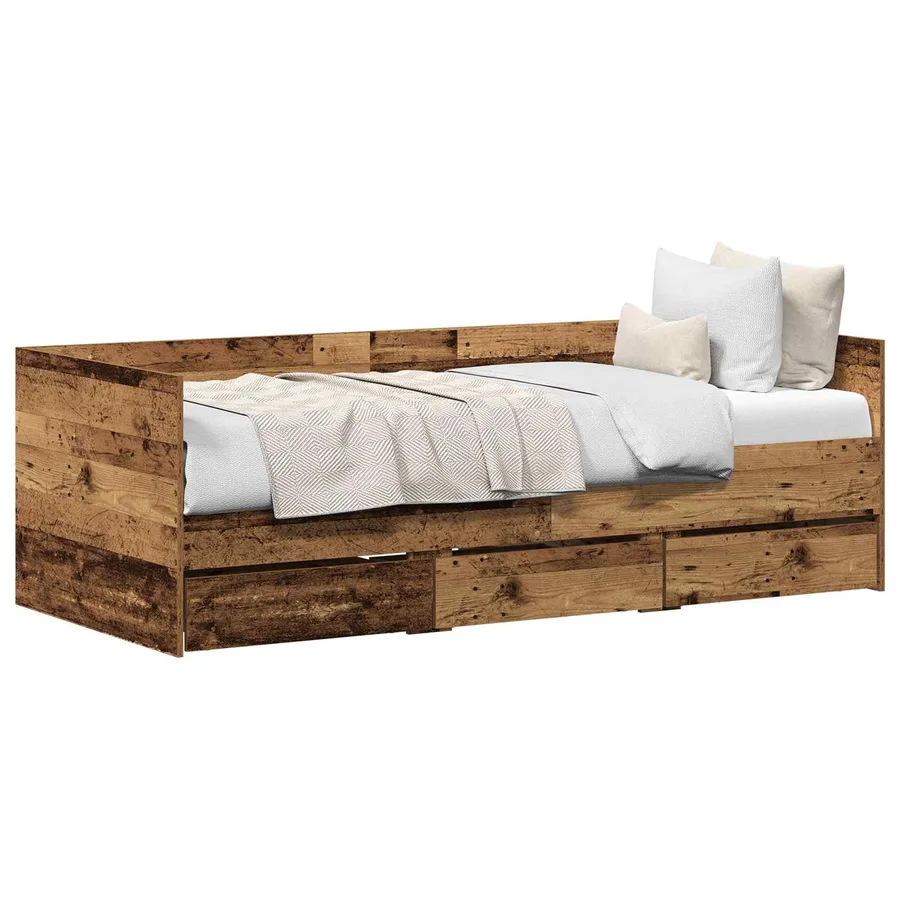 Lit d'appoint Bois Ancien 90 x 190 cm Bois d'ingénierie - 2