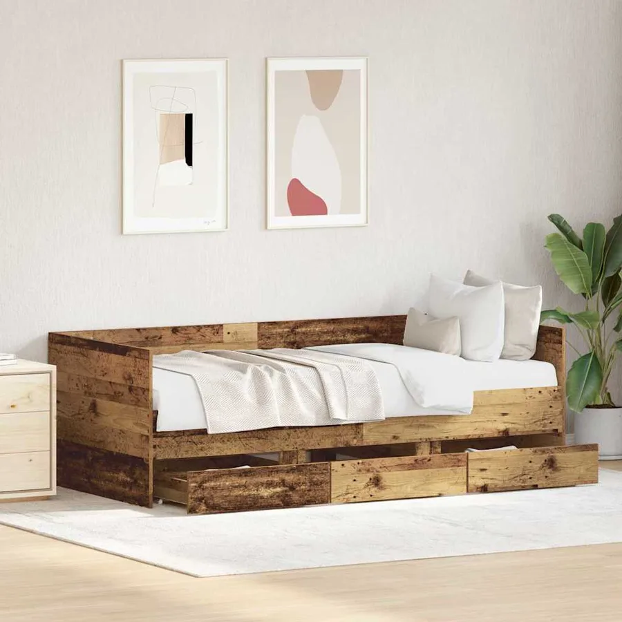 Lit d'appoint Bois Ancien 90 x 190 cm Bois d'ingénierie - 3