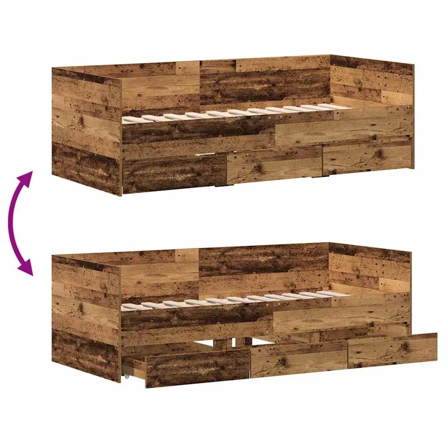 Lit d'appoint Bois Ancien 90 x 190 cm Bois d'ingénierie - 8
