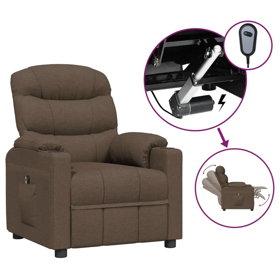 Fauteuil inclinable électrique Marron Tissu - 2