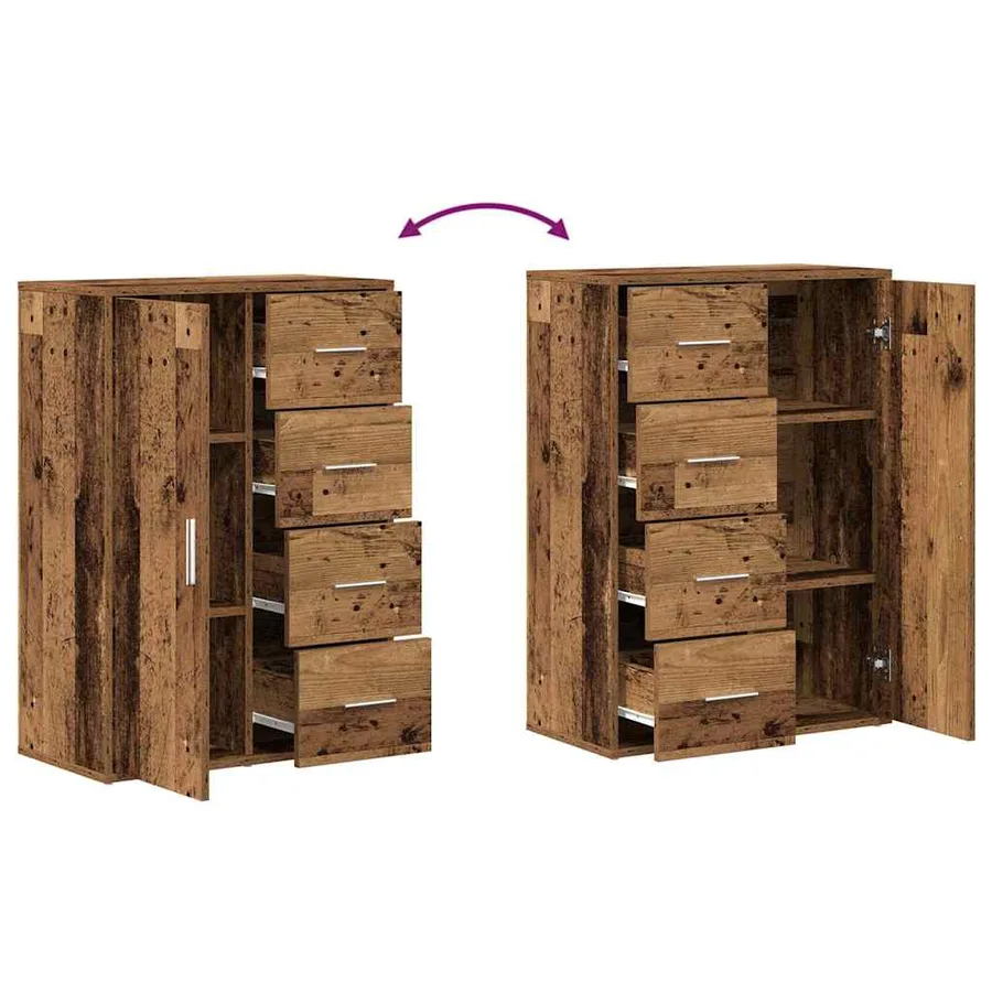 Buffet 2 pcs Bois ancien 60 x 31 x 84 cm Bois d'ingénierie - 8