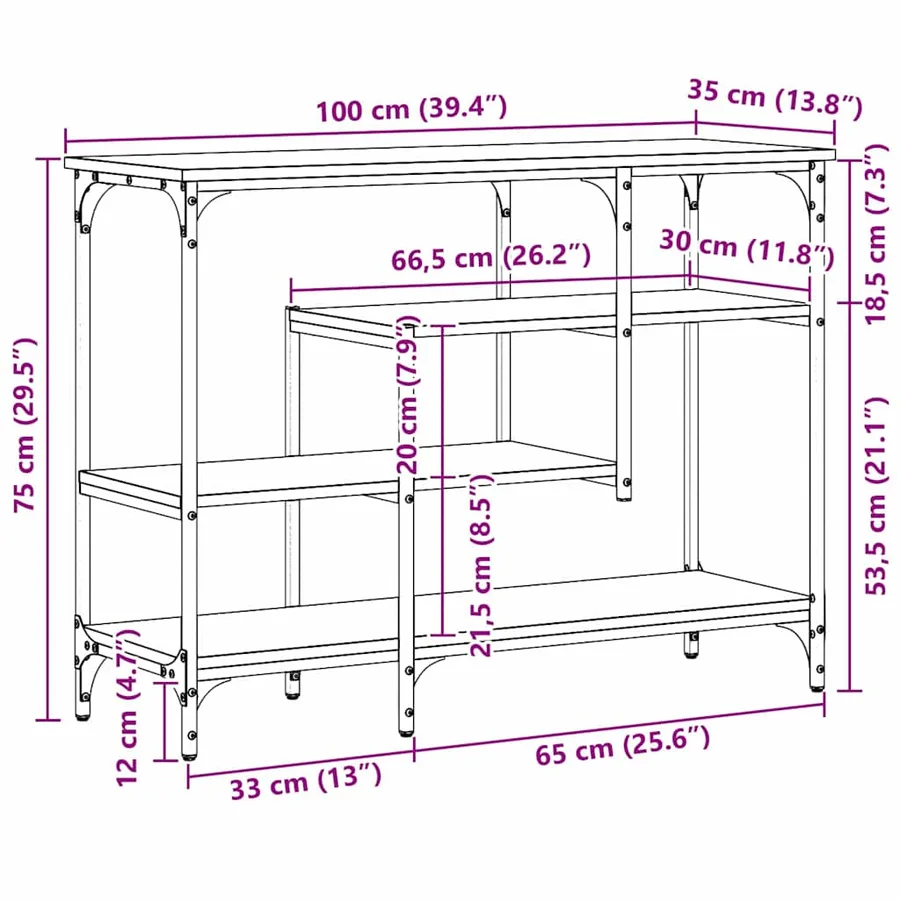 Table Console avec étagère Bois ancien 100 x 35 x 75 cm - 11