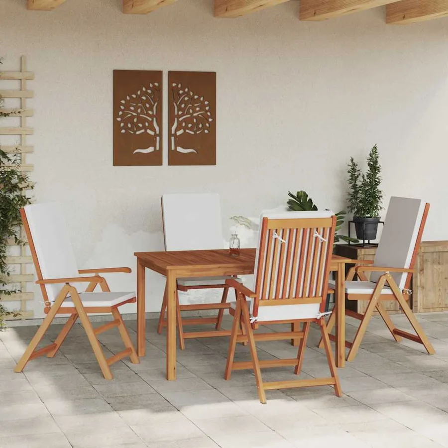 Chaise de jardin 4 pcs Marron et blanc 57 x 71,5 x 104 cm - 3