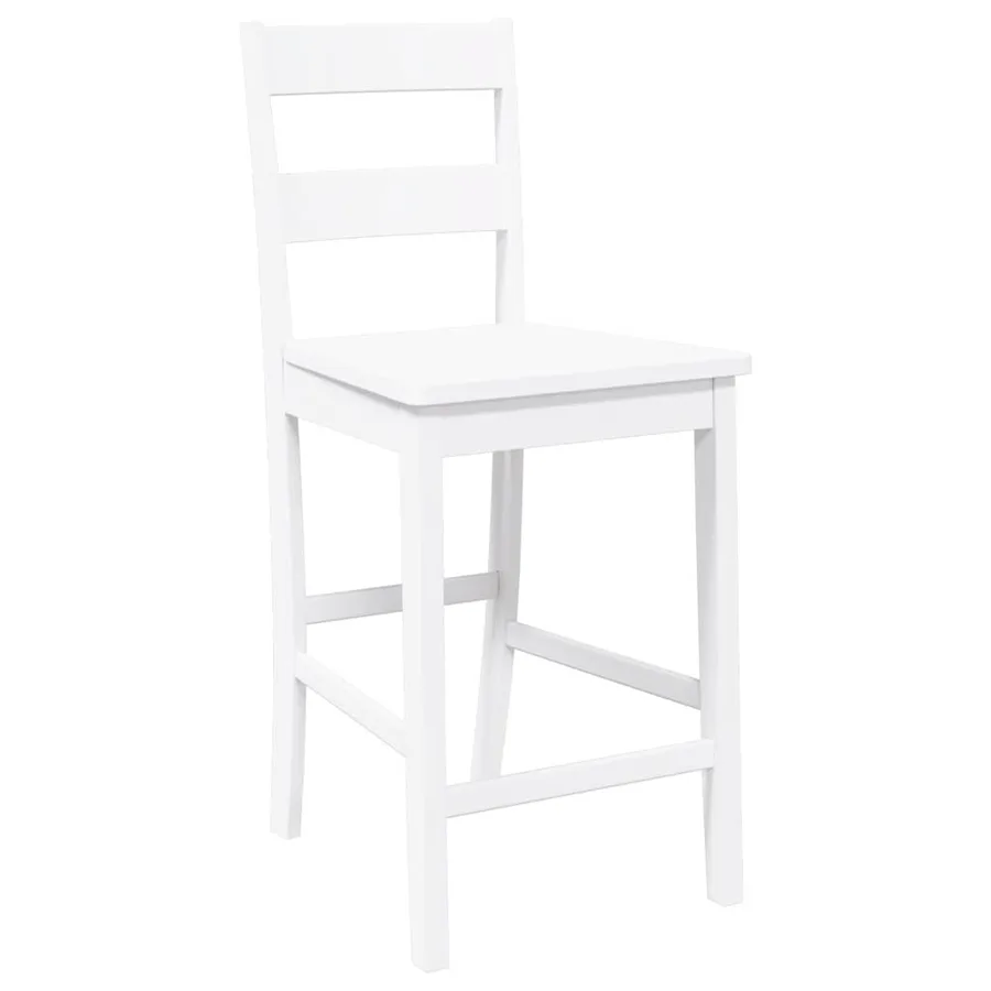 Tabourets de bar 2 pcs blanc bois massif d'hévéa - 4