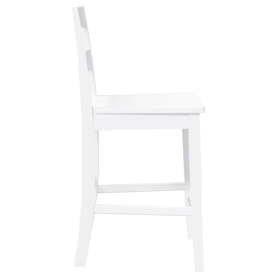 Tabourets de bar 2 pcs blanc bois massif d'hévéa - 6