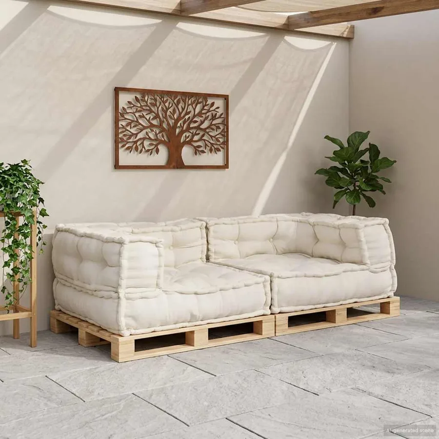 Canapé modulaire 2 places crème 140x70x36 tissu - 3