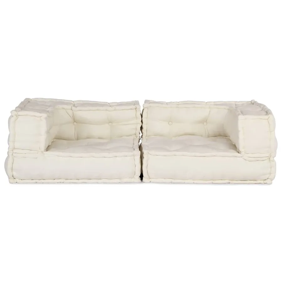 Canapé modulaire 2 places crème 140x70x36 tissu - 4