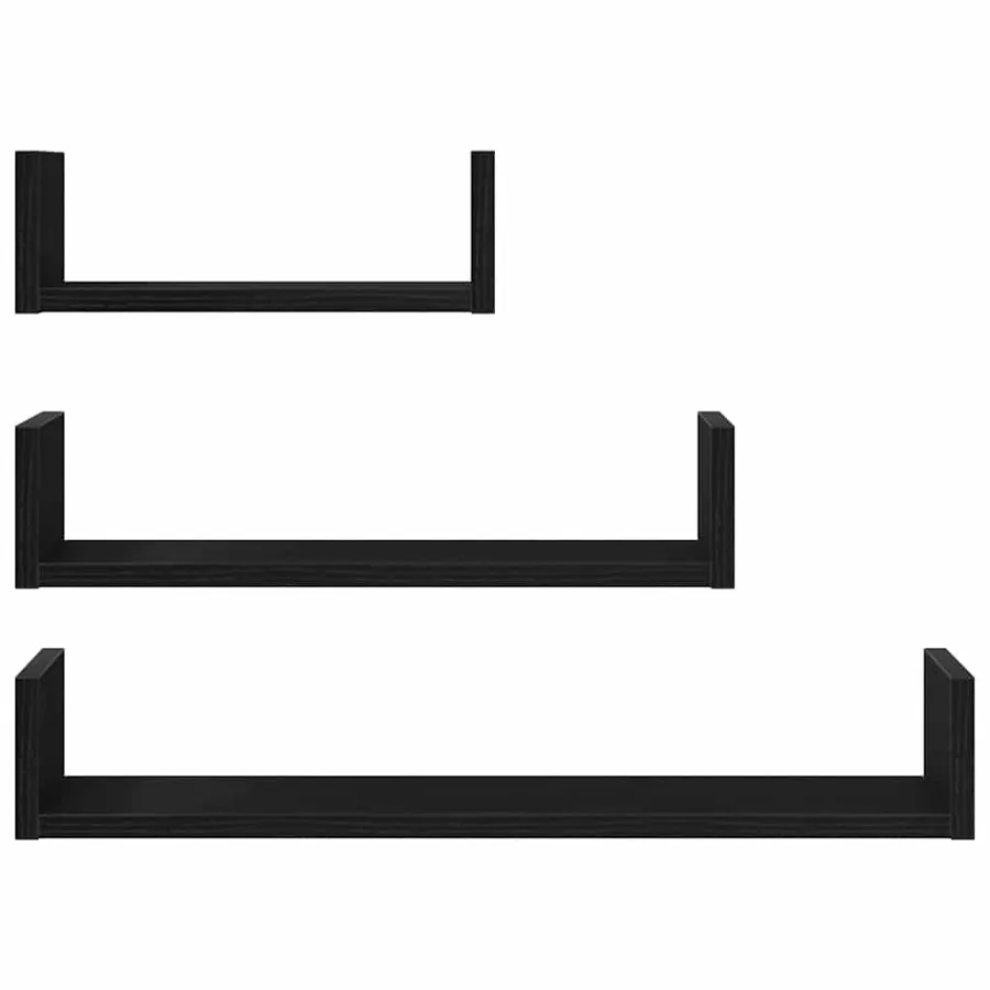 Étagères murales 3 pcs en chêne noir contrecollé - 5