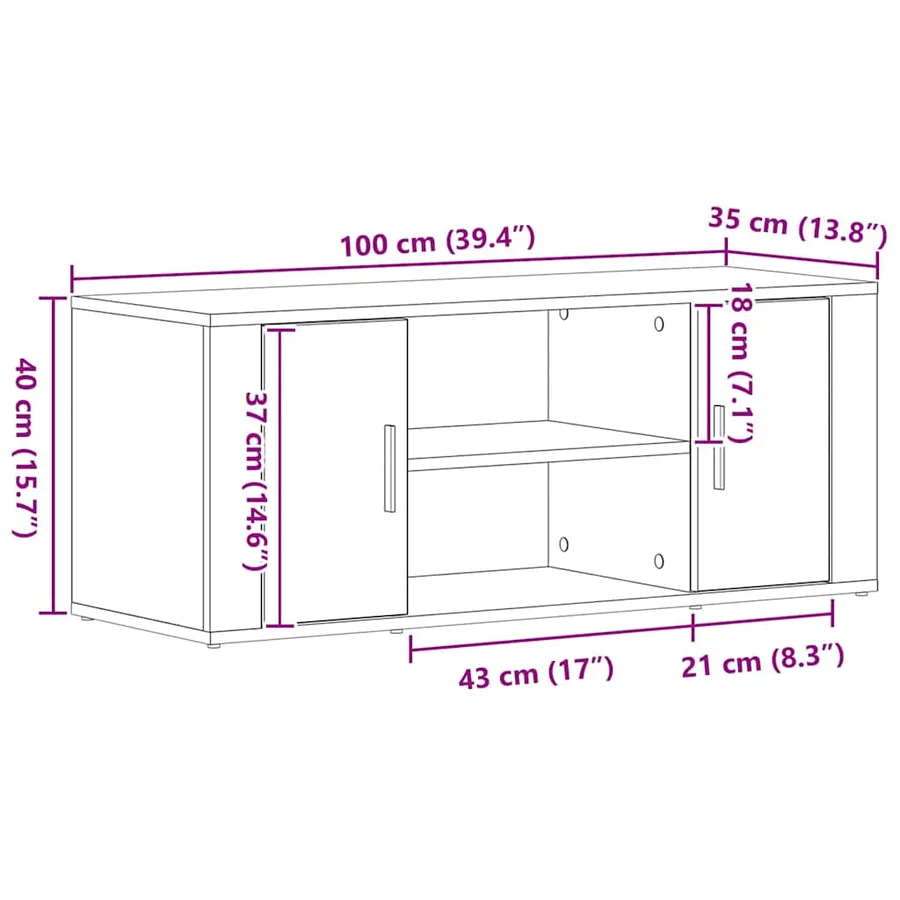 Meuble TV Bois ancien 100 x 35 x 40 cm Bois d'ingénierie - 11