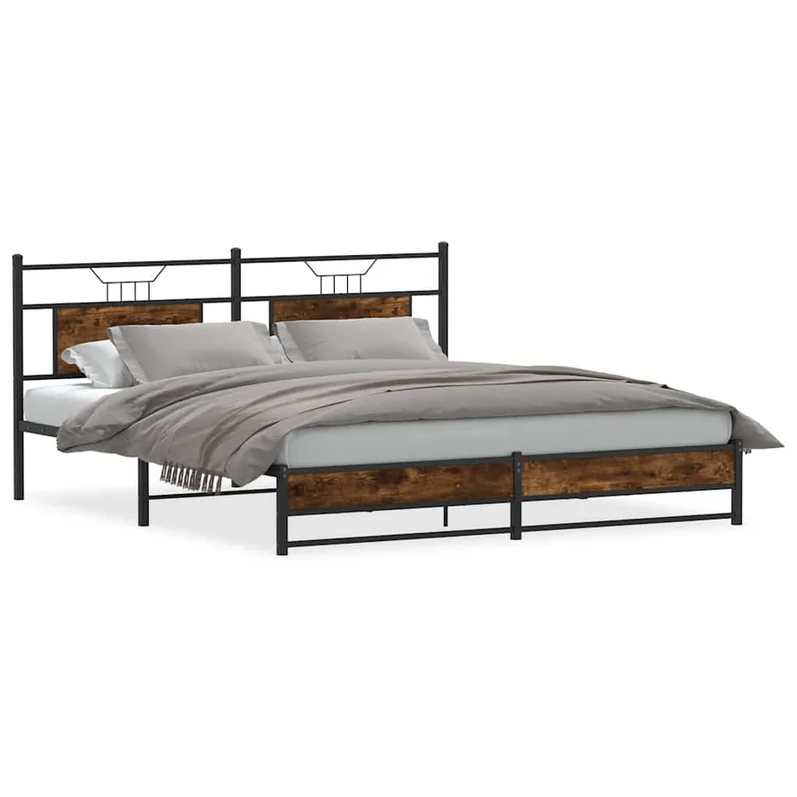 Cadre de lit sans matelas chêne fumé 160x200 cm bois ingénierie - 2