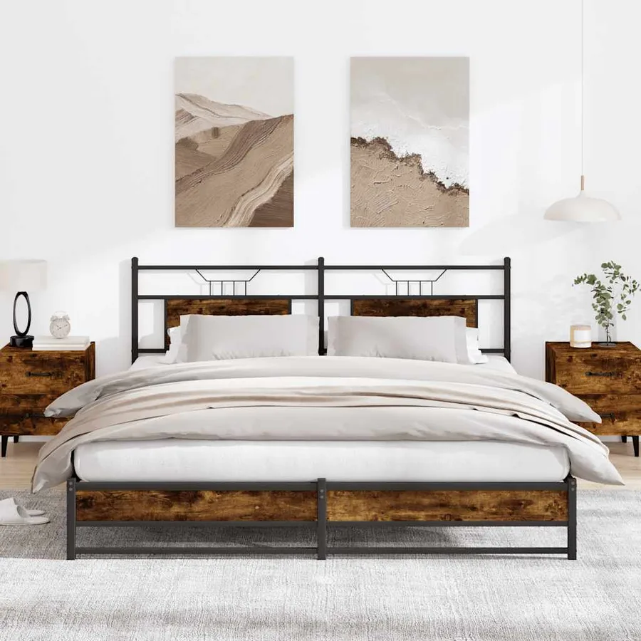 Cadre de lit sans matelas chêne fumé 160x200 cm bois ingénierie - 4