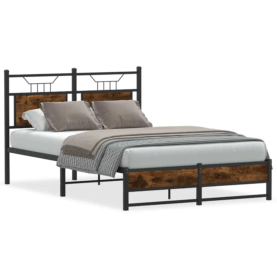 Cadre de lit sans matelas chêne fumé 120x190 cm bois ingénierie - 2