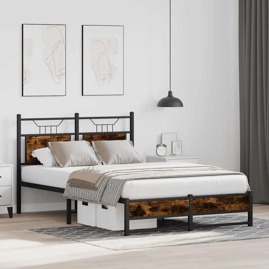 Cadre de lit sans matelas chêne fumé 120x190 cm bois ingénierie - 4