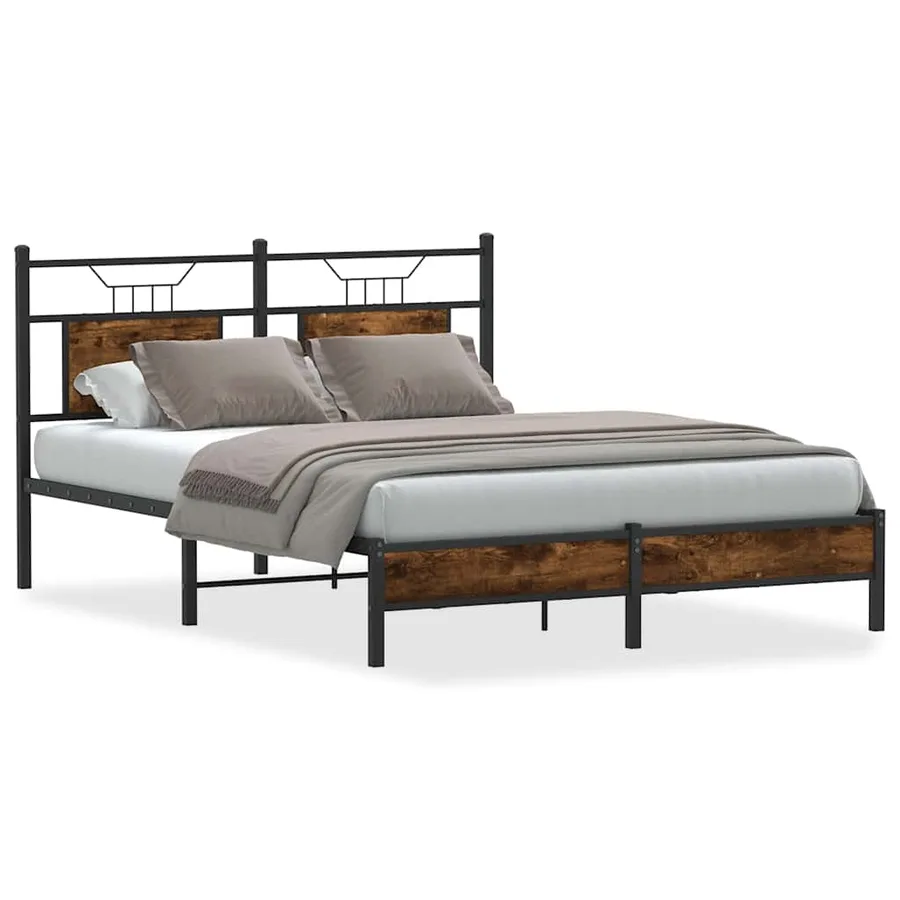 Cadre de lit sans matelas chêne fumé 137x190 cm bois ingénierie - 2