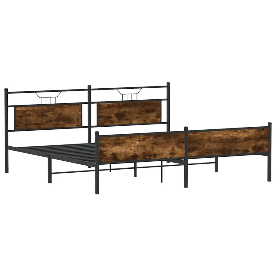 Cadre de lit en métal sans matelas chêne fumé 193x201 cm - 3
