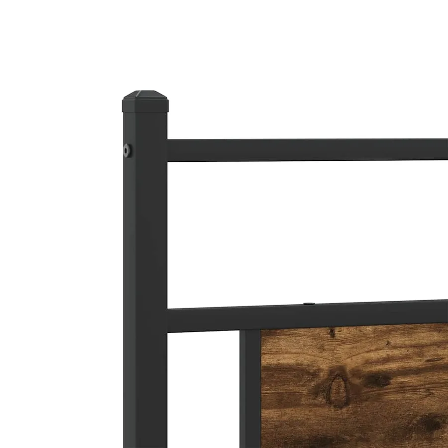 Cadre de lit en métal sans matelas chêne fumé 193x201 cm - 9