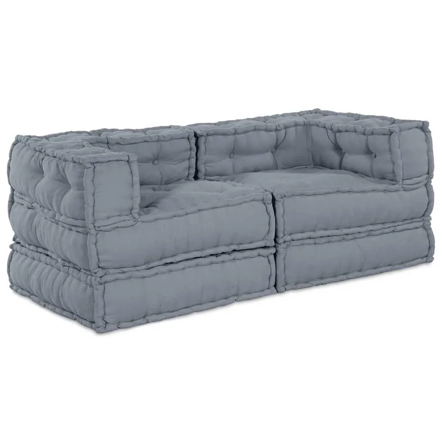 Unité de canapé modulaire 2 pcs Gris 140 x 70 x 56 cm Tissu