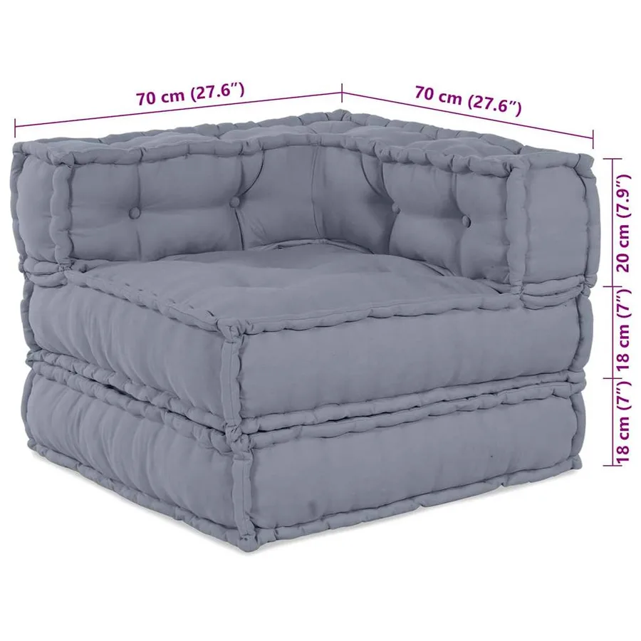Unité de canapé modulaire 2 pcs Gris 140 x 70 x 56 cm Tissu - 13