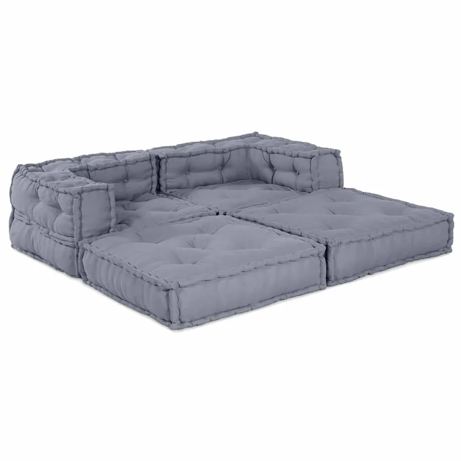 Unité de canapé modulaire 2 pcs Gris 140 x 70 x 56 cm Tissu - 2