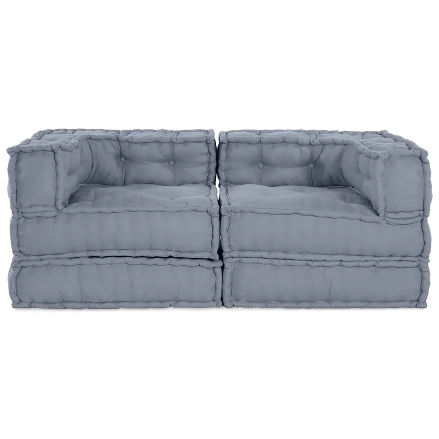 Unité de canapé modulaire 2 pcs Gris 140 x 70 x 56 cm Tissu - 8