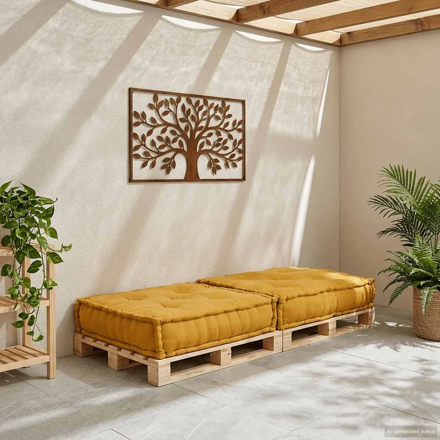 Canapé modulaire jaune 70x70x36 tissu - 3