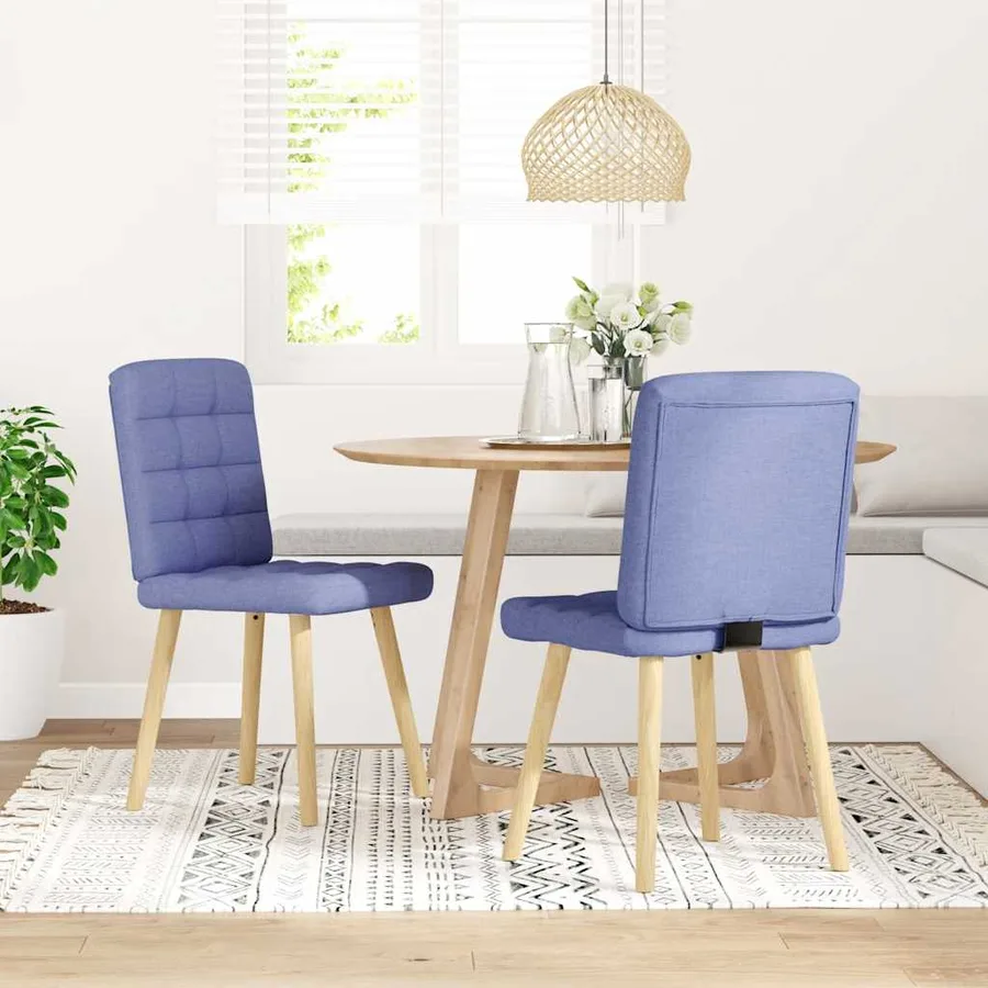 Chaises à manger lot de 2 bleu jean tissu - 2