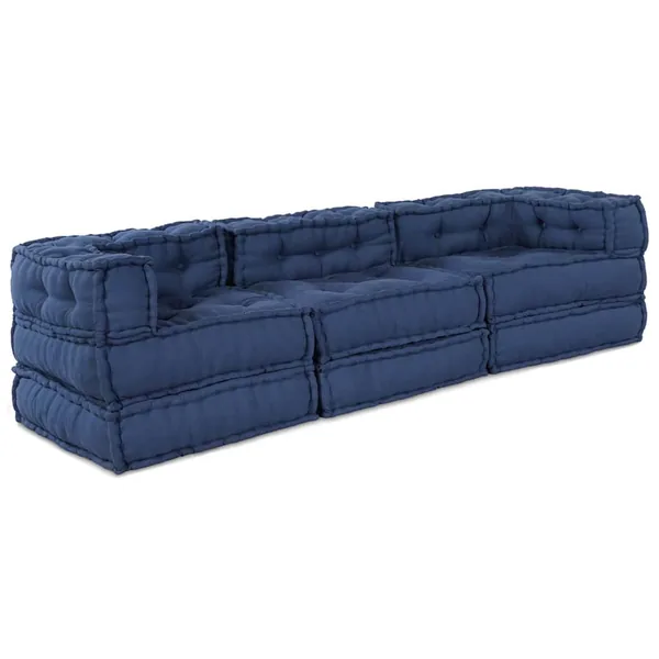 Unité de canapé modulaire 3 pcs Indigo Tissu