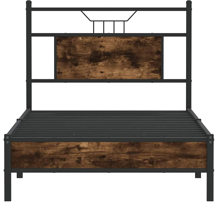 Cadre de lit sans matelas chêne fumé 75x190cm bois d'ingénierie - 6
