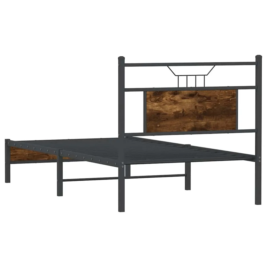 Cadre de lit sans matelas chêne fumé 75x190cm bois d'ingénierie - 8