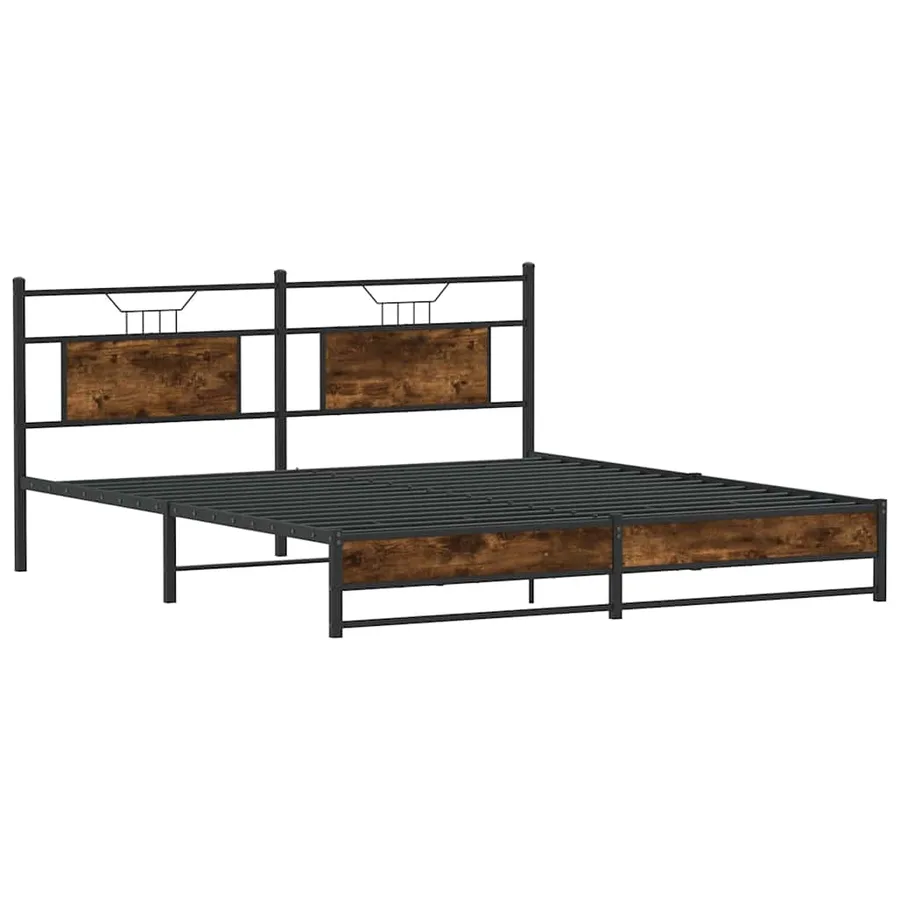 Cadre de lit en métal sans matelas chêne fumé 180x200 cm - 5