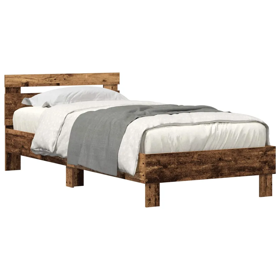 Cadre de lit avec LED Bois ancien 75 x 190 cm Bois d'ingénierie - 4