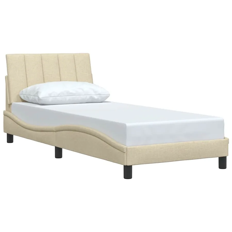 Cadre de lit sans matelas Hanko crème 80x200 cm tissu - 3