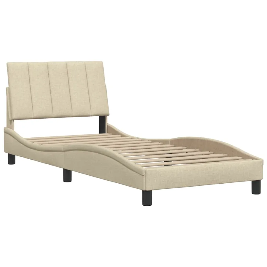 Cadre de lit sans matelas Hanko crème 80x200 cm tissu - 4