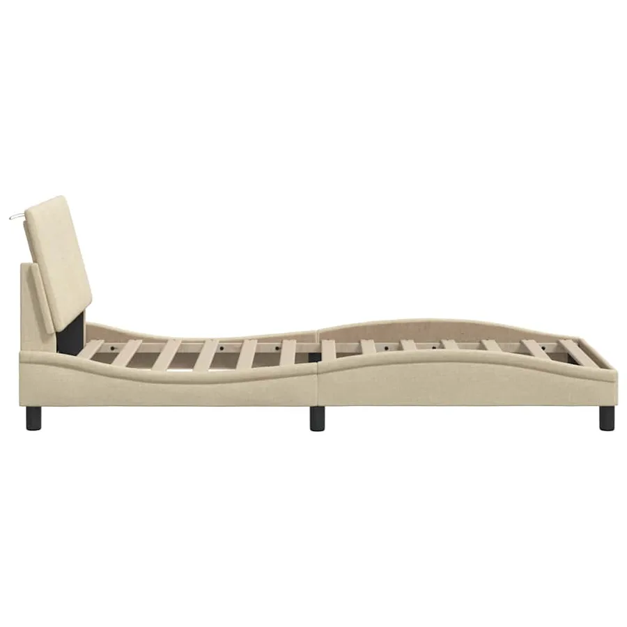 Cadre de lit sans matelas Hanko crème 80x200 cm tissu - 8